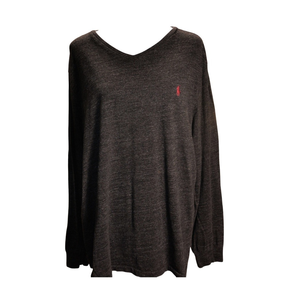 Polo Ralph Lauren Men's Charcoal Gray Long Sleeve Logo Tee Shirt XL Casual Prepy